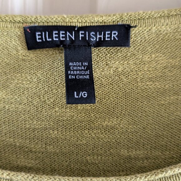 Eileen Fisher Apple Green Organic Linen & Cotton Long Sleeve Tunic - Picture 3 of 4